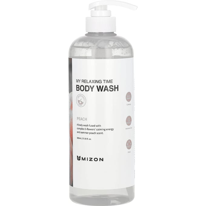 Mizon, My Relaxing Time Body Wash, Peach, 800 ml (27.05 fl oz) white