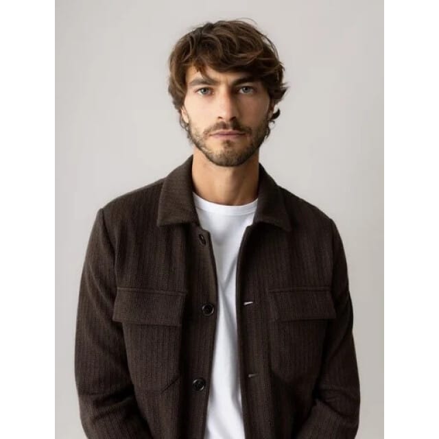 Mos Mosh 509020 285 mosmosh mmgaustin knit overshirt black coffee