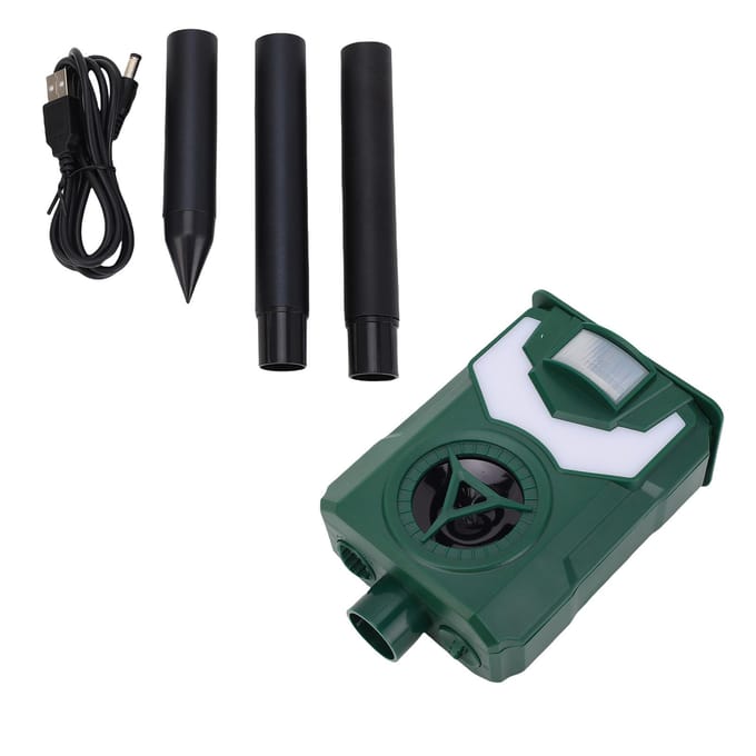 Zonne-dierafweerder USB IP44 Waterdicht Dierenschrikker met Bewegingssensor Vlamlicht voor Kat Hond black