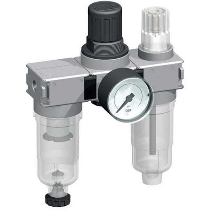 FRL 3-Delig G1/8'' 750l/min 0.2-6.0bar/3-87psi Semi-Auto 40 mm Manometer Polycarbonaat Multifix 0
