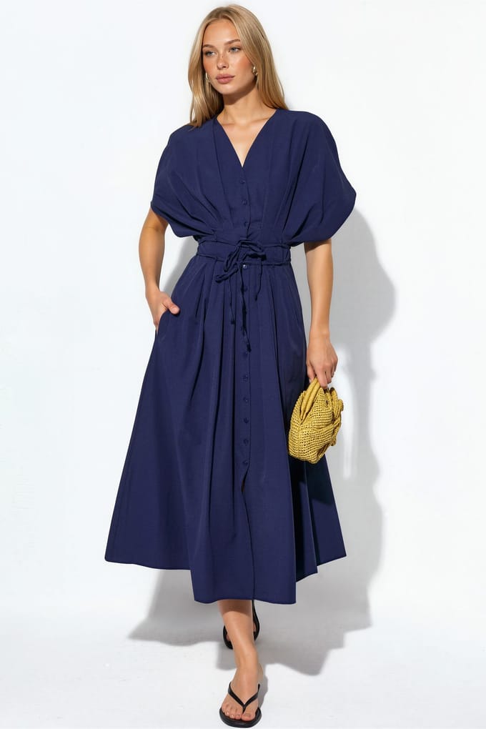 Casual V-hals Midi Shirtjurk