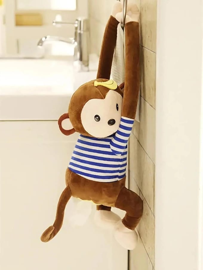 Creatieve Pipi Monkey Tissue Box, Auto-accessoires Tissue Roll Holder voor Autostoel Rugleuning, Cartoon Schattig gray