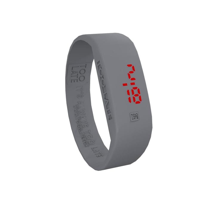 TOO LATE - siliconen horloge - ORIGINAL LED WATCH - Grey - polsmaat M
