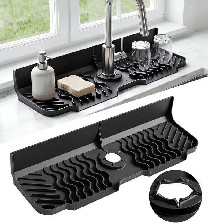Kraanmat Siliconen - Afdruipmat Keuken - Schoon Aanrecht - Flexibele Opening - 45x14cm