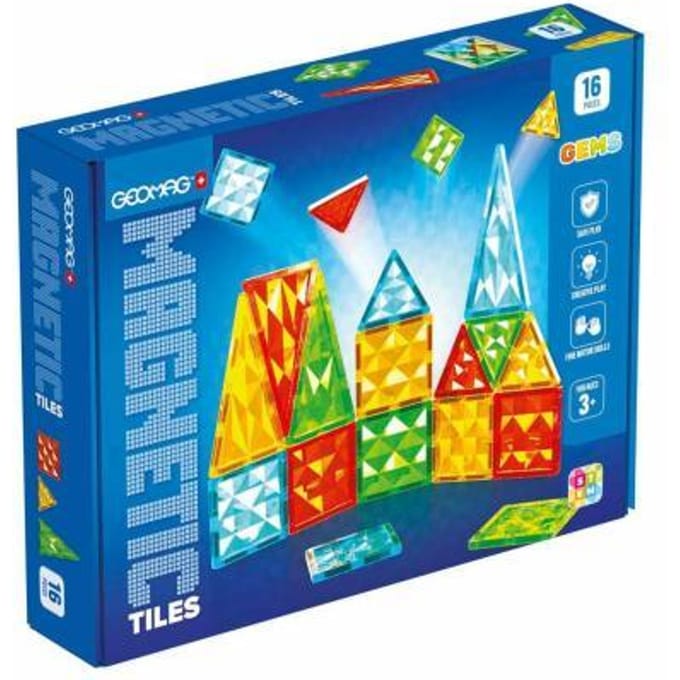 Geomag magnetisch speelgoed Magnetic Tiles Gems 16 bouwset.