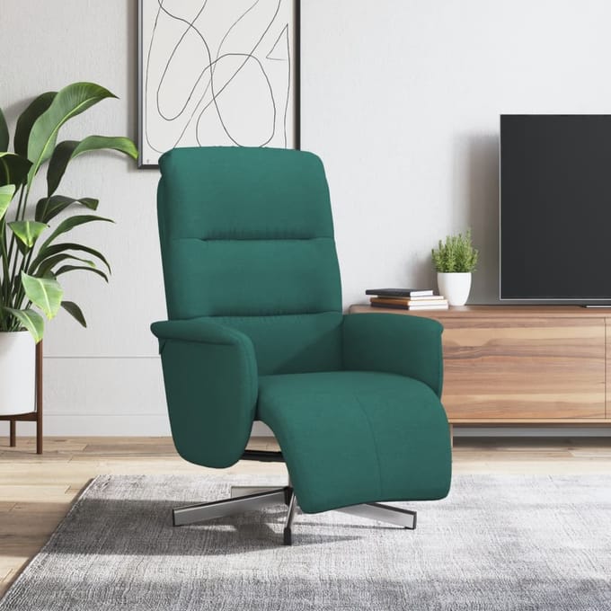 vidaXL - Fauteuil - verstelbaar - met - voetensteun - stof - donkergroen