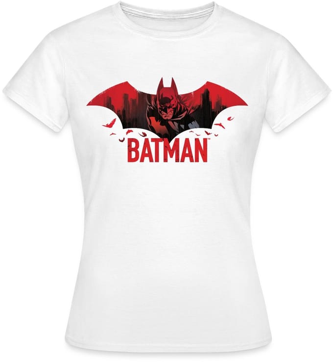 Batman Met Vleermuizen En Rood Batman-Logo T-Shirt Dames