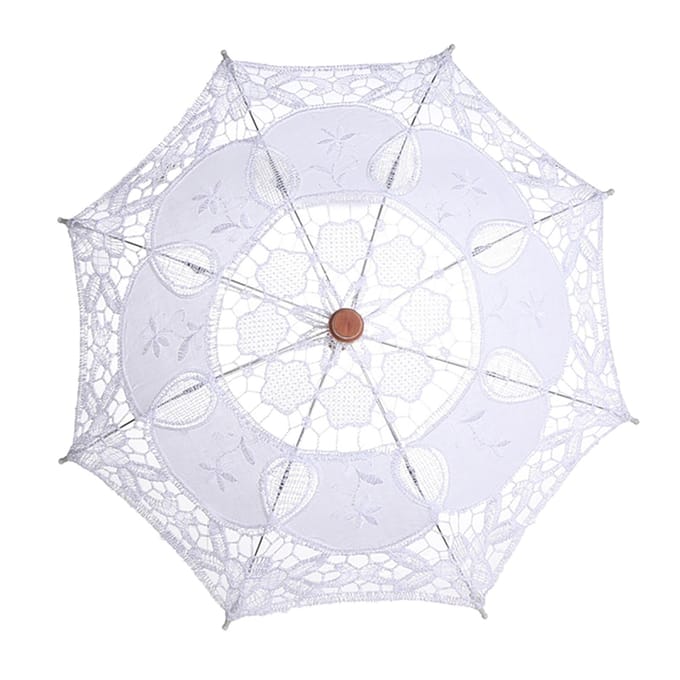 Lady Wedding Lace Umbrella Parasol Zonneschermen Feest Bruidsfoto's Decor(Wit Groot) White white