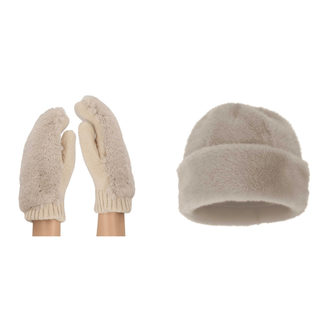 Morethansocks - Teddy wanten en donsmuts dames - One size - Muts dames - Wanten dames volwassenen