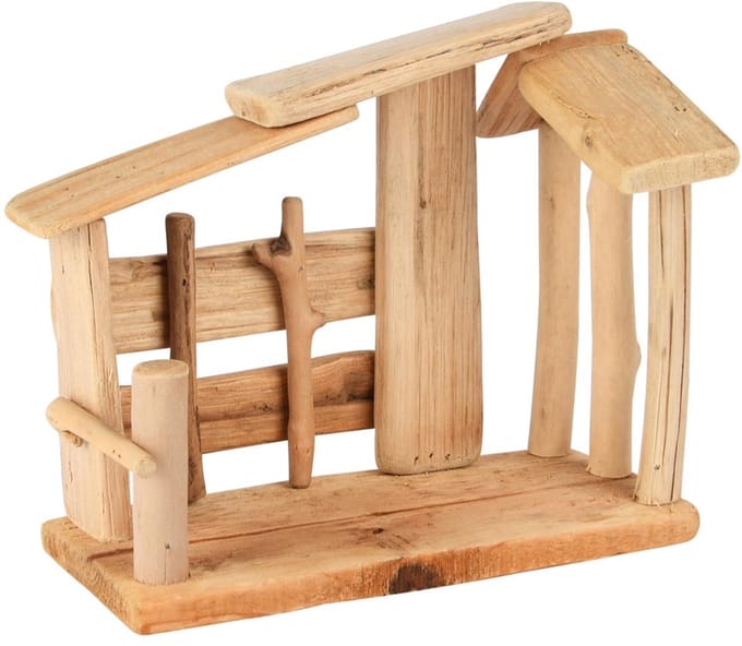 Dekoratief | Kerststal, naturel, hout, 23x13x19cm | A255610
