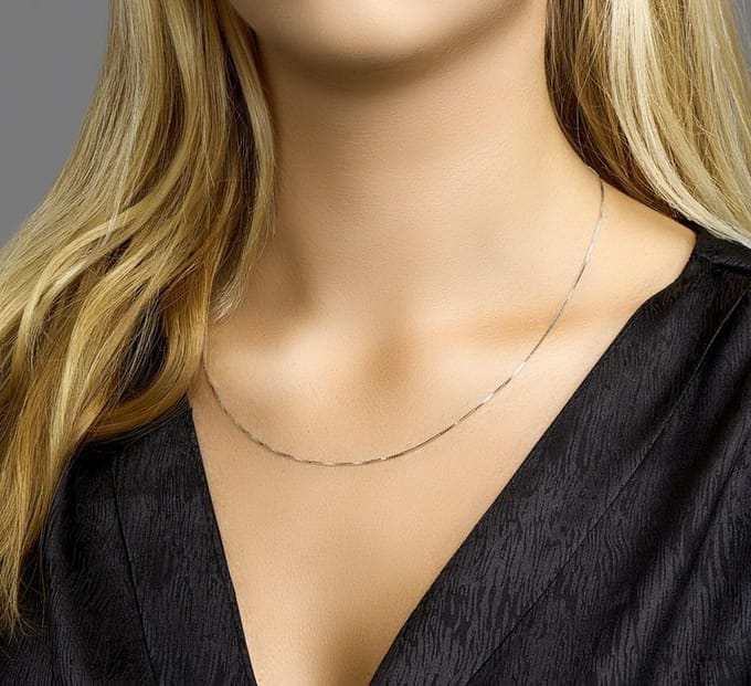 14K Witgoud Collier Venetiaans 0,8 mm 4100354