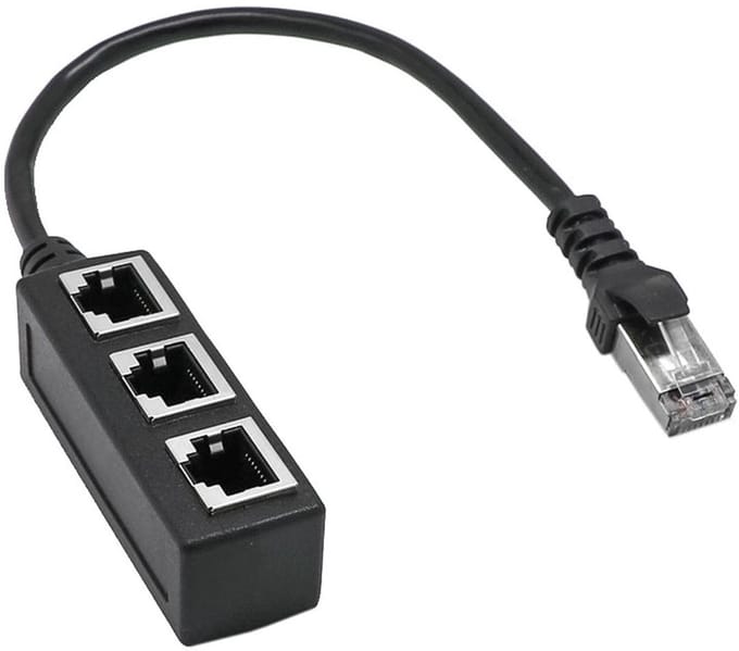Dailygoods - Netwerkadapter RJ45 Ethernet Splitter voor 3 Aansluitingen
