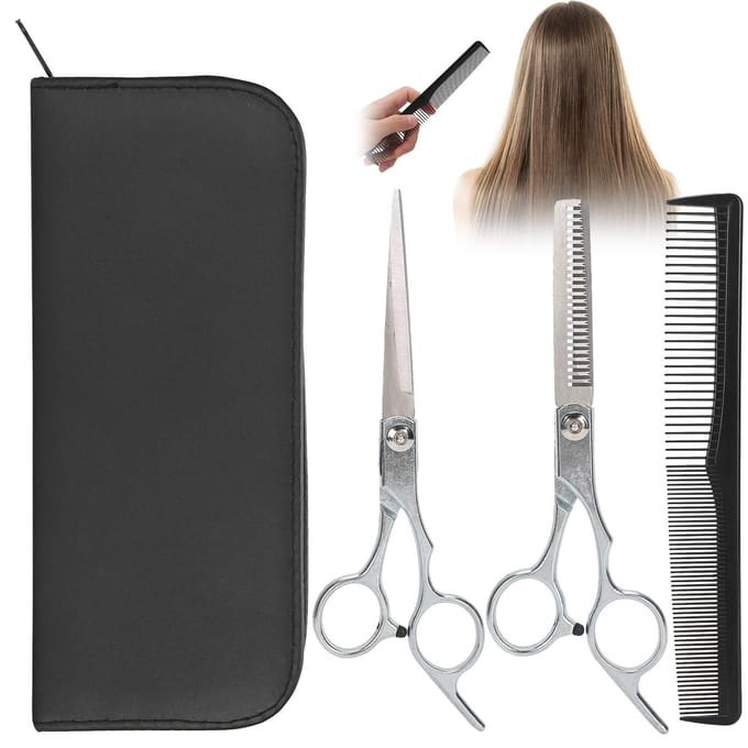 Kit de ciseaux de coiffure professionnels en acier inoxydable black