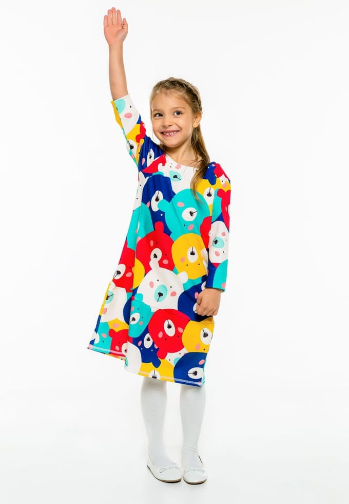 "Colorful Bears" Jurk met lange mouwen