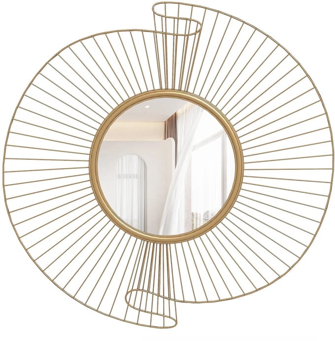 Linkforu - Spiegel Wafel - Moderne Wandspiegel – Functioneel Wanddecoratie -Goudtint - 60 cm