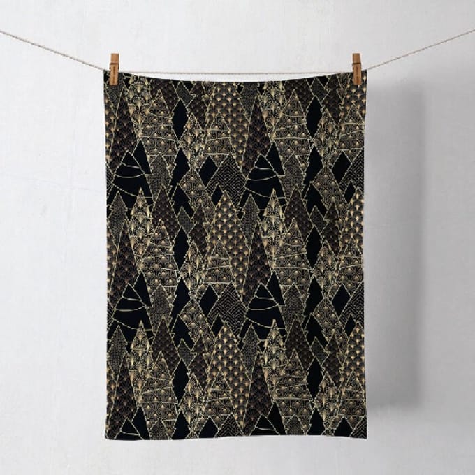 Ambiente Keukendoek Luxury Trees zwart
