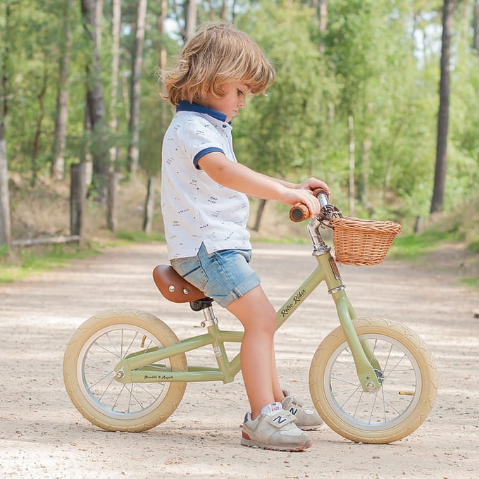 Bandits & Angels Metalen Loopfiets Retro Rider Groen vanaf 2,5 Jaar - Voor Jongens en Meisjes - Groene Loop Fiets - Verstelbaar Zadel 36 tot 44 cm - Luchtbanden - Luxe handvaten