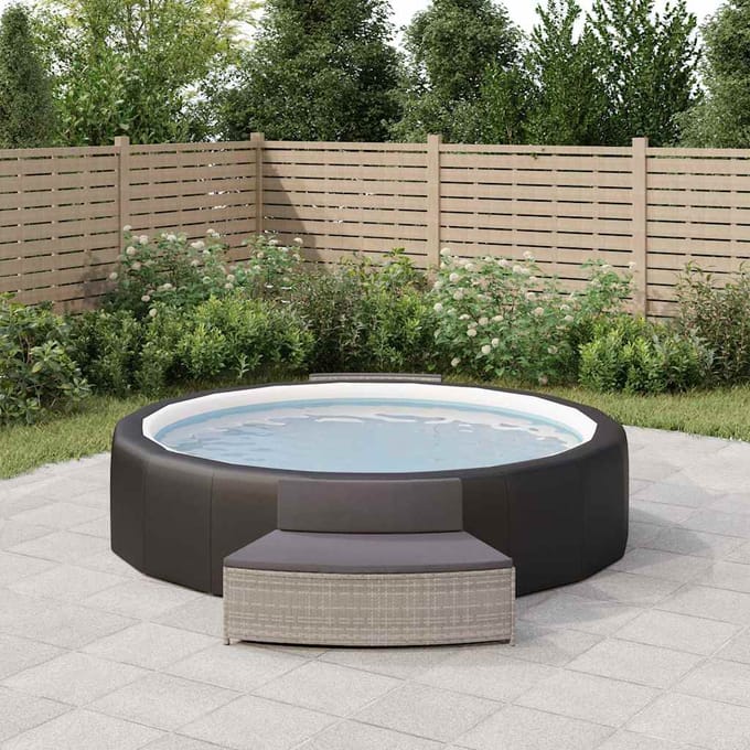 vidaXL - Spa-bankjes - met - kussens - 2 - st - poly - rattan - grijs