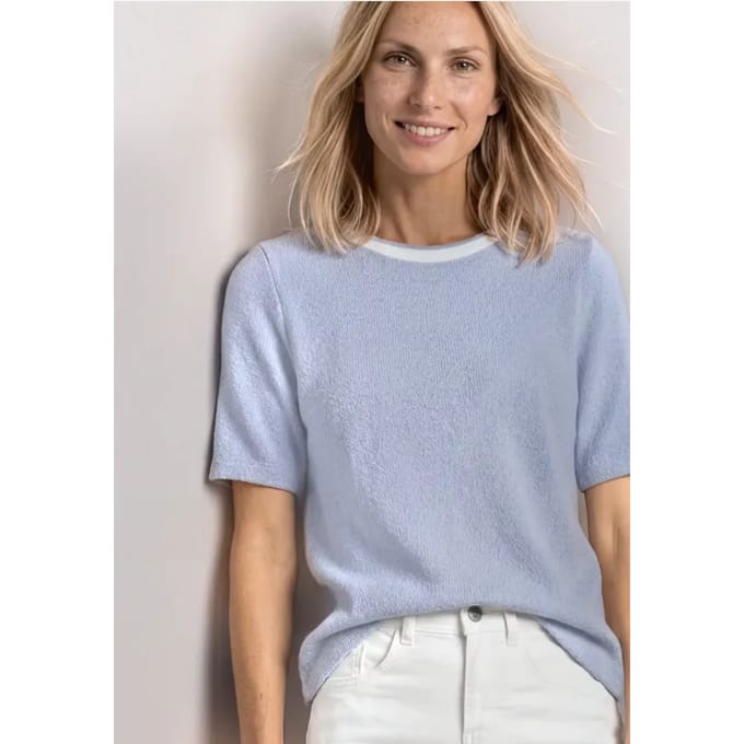 Shirt met gebreide look en ronde hals