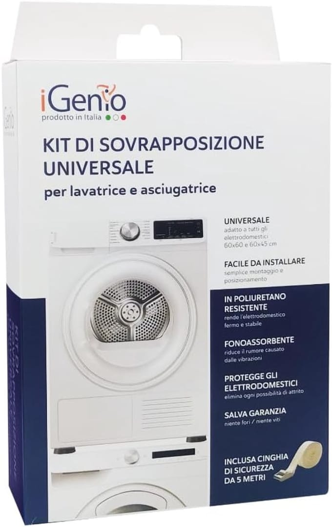 Wasmachine Droger Stapelkit - Universele Set - Ruimte Besparen - Zonder Boren - 60x60cm - Wit