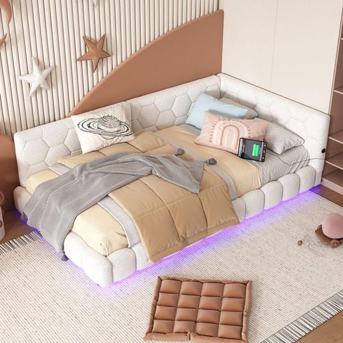 Daybed - MUVOE - 90x200 cm - 16 couleurs LED - Chargeur USB - Montage facile