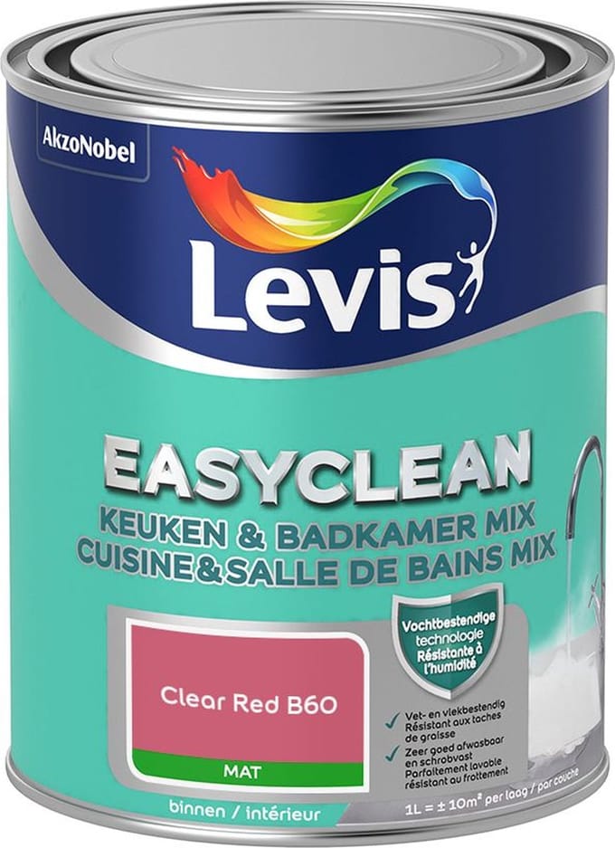 Levis - Easyclean Keuken & Badkamer Mix - Clear Red B60 - Mengverf - 1 L