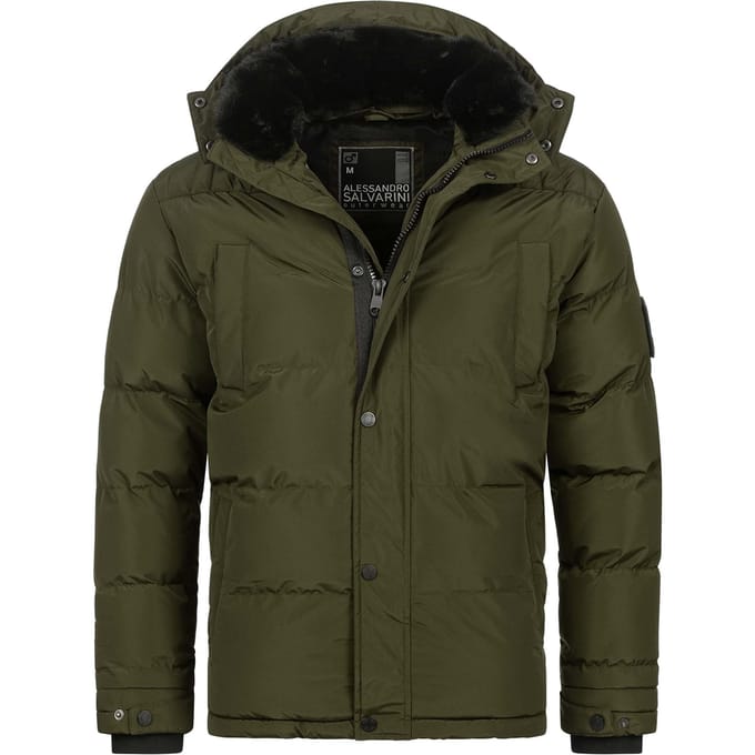 Alessandro Salvarini heren winterjas AS-326 met teddyvoering en afneembare capuchon