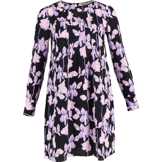 Diane von Furstenberg Joyce geplooide shiftjurk van zijde met bloemenprint