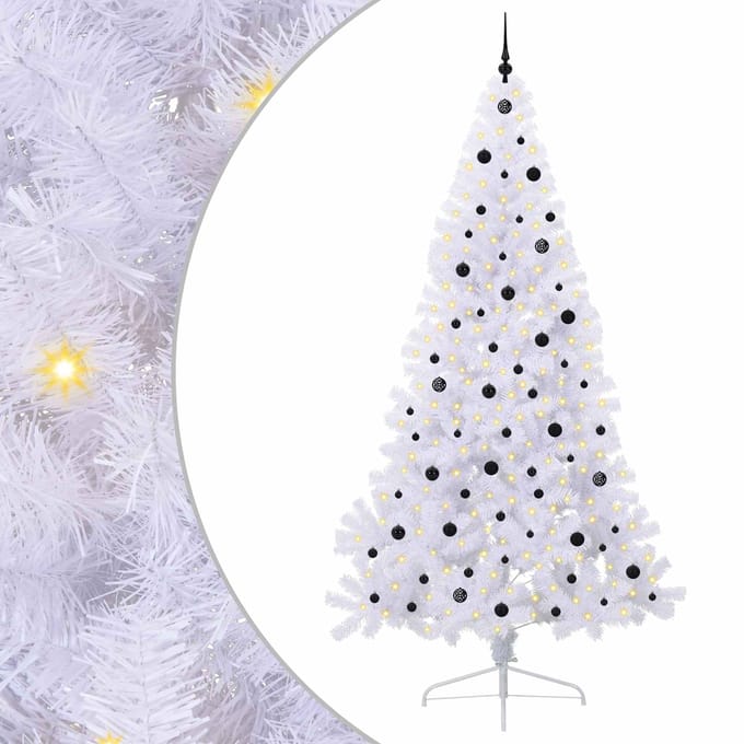 vidaXL Kunstkerstboom Wit 240 cm PVC en staal