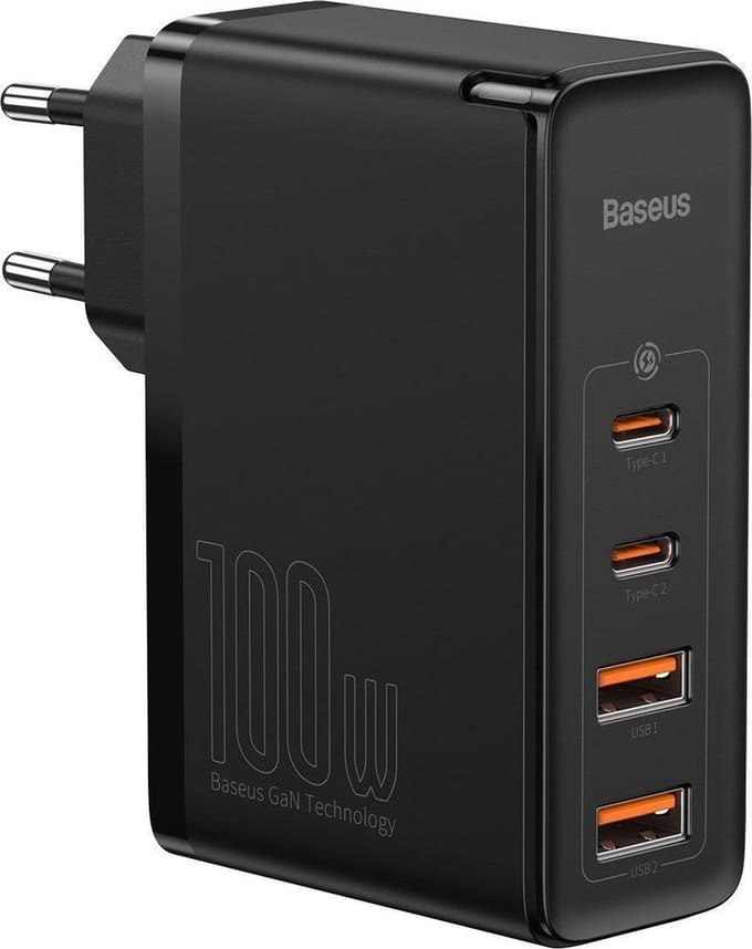 Baseus GaN2 Oplader - 100W - Snellader met Power Delivery en Quick Charge Zwart