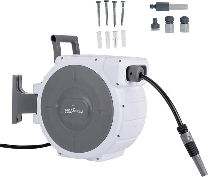 Wandslangbox - Slanghaspel Automatisch - Tuin Bewateren - Automatische oproller - 35 meter - Wit/Grijs