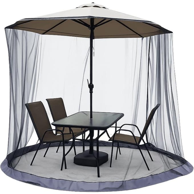 Eenvoudige Installatie Terras Parasol Net Bescherming Tegen Insecten Polyester Gaas Muggennet Groot Verstelbaar Elastisch Koord gray