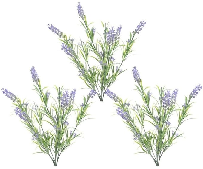 Lavendel kunstplant bundeltje - 3x - bosje - paars - 44 cm -