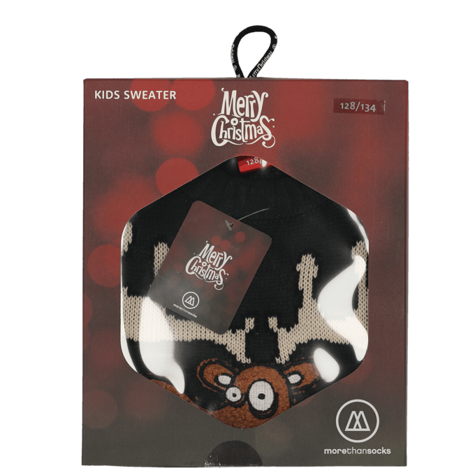 Morethansocks - Kerst trui - Kids - Gebreid - Rood/grijs - Maat 152/158 - foute kersttrui - kersttrui kinderen - kersttruien - kersttrui kind - kersttrui jongens - kersttrui meisjes