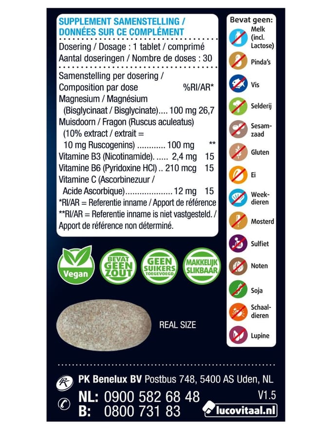 lucovitaal - Magnesium Vermoeide, Zware Benen 30 Tabletten