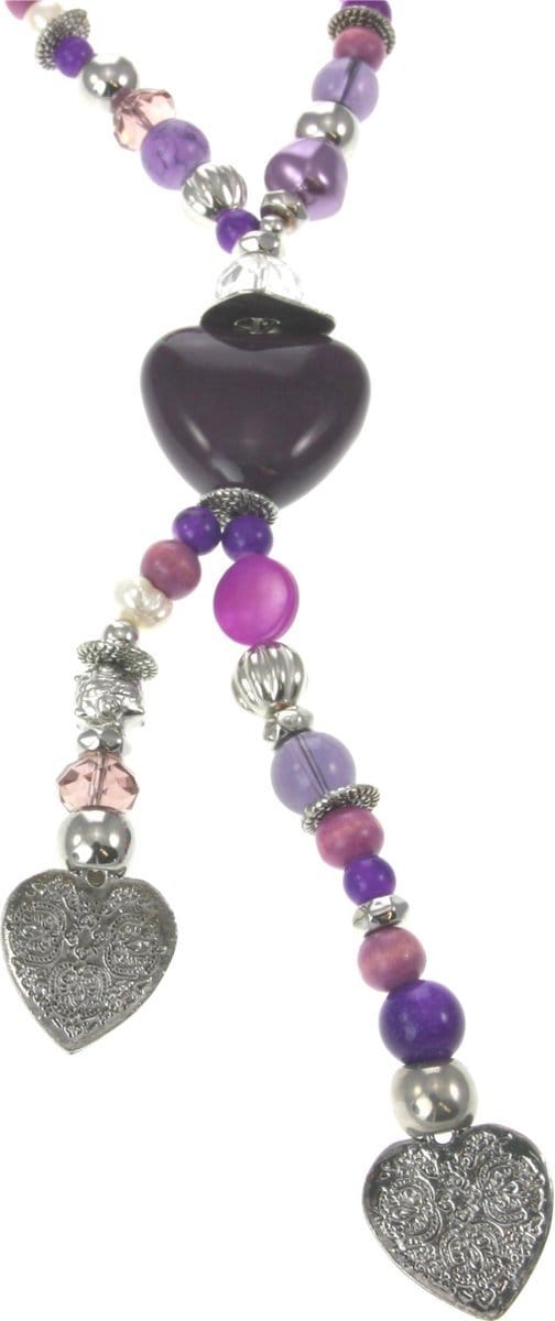 Behave - Lange ketting met hartvormige hangers - 74 cm - Mode sieraden