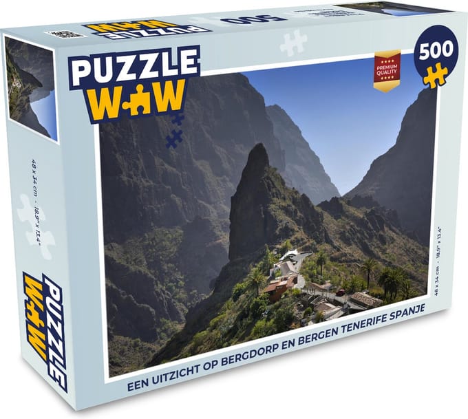 Puzzel Een uitzicht op bergdorp en bergen Tenerife Spanje - Legpuzzel - Puzzel 500 stukjes