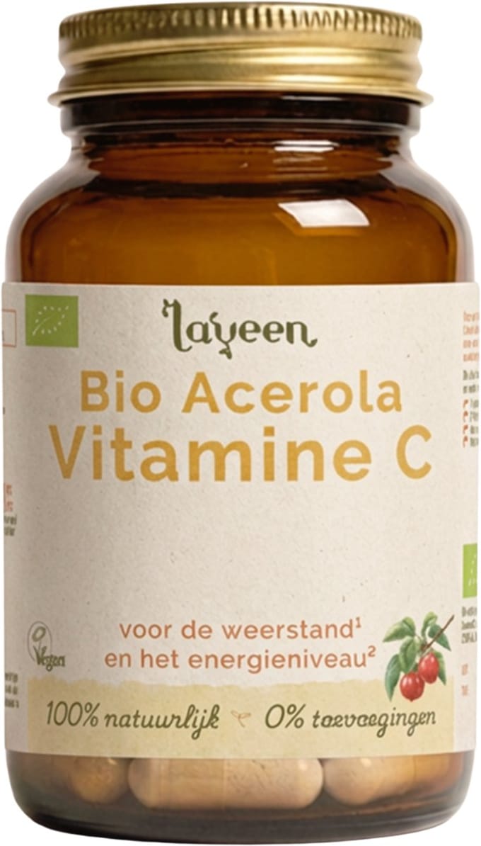 Laveen Vitamine C - Met BIO Acerola - 60 Vegan Capsules - BIO Gecertificeerd - 100% natuurlijk