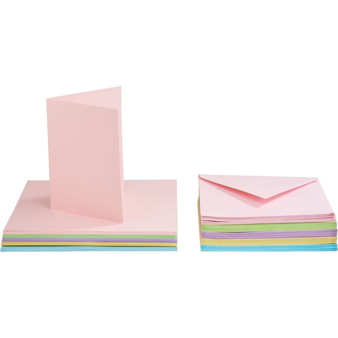 VBS Dubbele kaarten met enveloppen "Pastelkleuren", 50 stuks