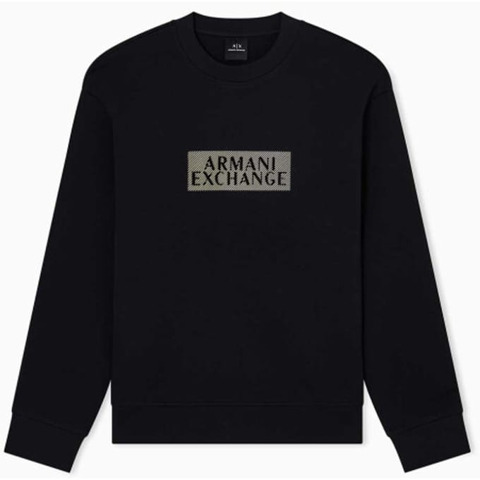 Printed Long Sleeve Round Neck Sweatshirt - Black