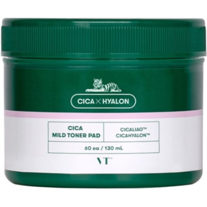 VT Cosmetics, Cica Mild Toner Pad, 60 sheets, 130ml white