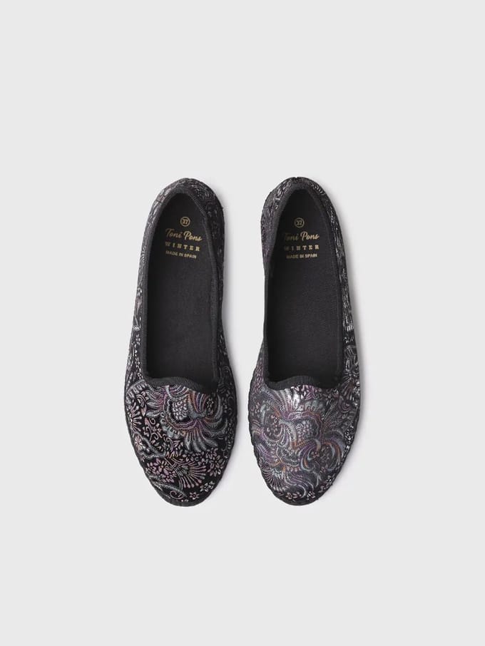 Dames ballerina's van fluweeljacquard | CATIA