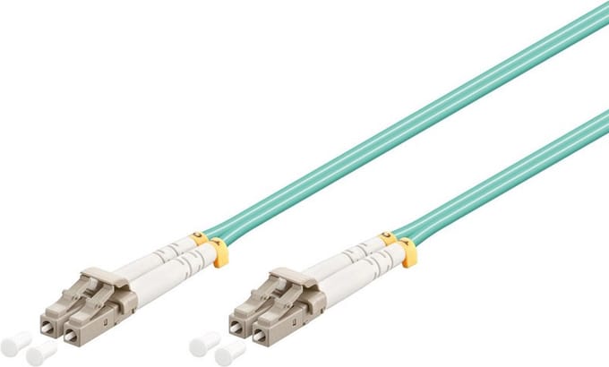 Goobay Glasvezelkabel, Multimode (OM3) Aqua, optische vezel, LC-UPC-stekker > LC-UPC-stekker, halogeenvrije kabelmantel (LSZH)