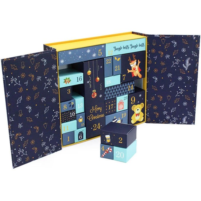 Adventskalender Vullende Dozen met 24 Lades Kerstdozen Geschenkdozen Kerstversiering gray