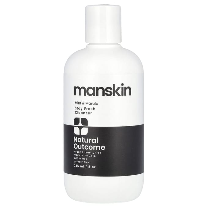 Natural Outcome, Manskin, Stay Fresh Cleanser, Mint & Marula, 8 oz (236 ml) white