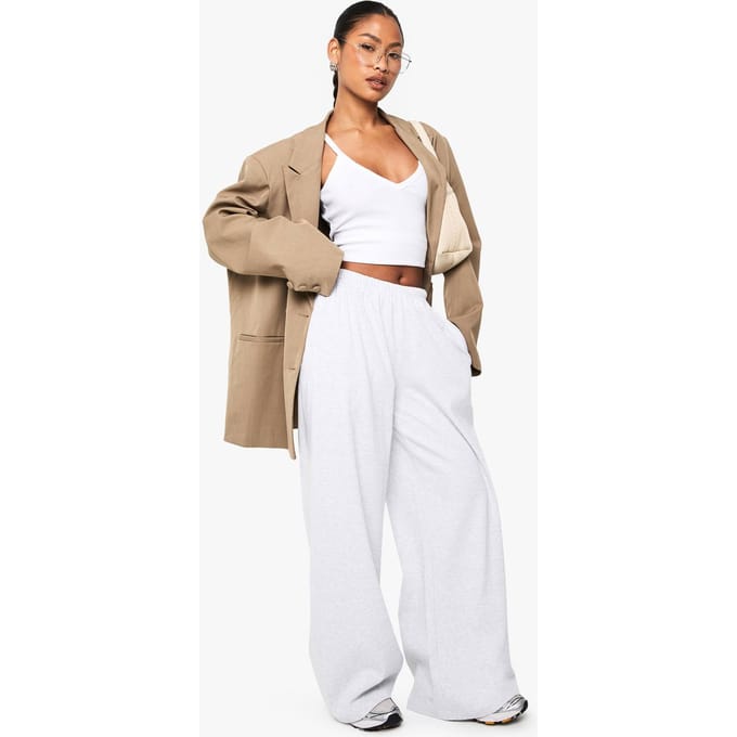 Dames Boohoo Basics Geribbelde Rechte Broek | Asgrijs | Maat: 36