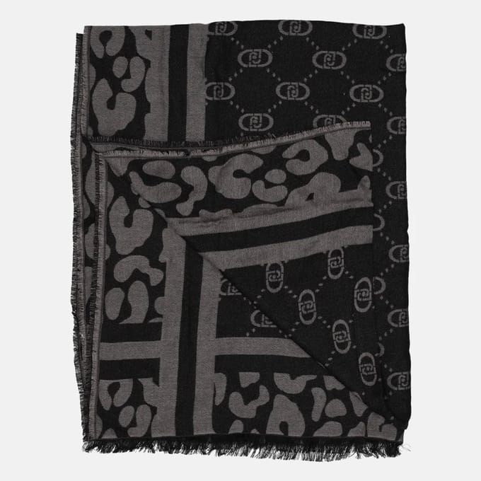 Liu Jo Stola Jacquard Monogram Animal Sjaals Dames - Zwart - Maat ONESIZE