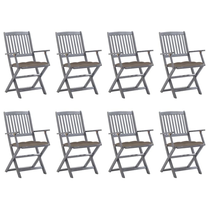 vidaXL - Inklapbare - stoelen - 8 - st - met - kussens - massief - acaciahout