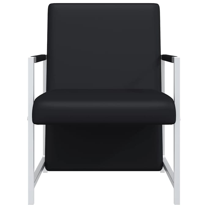 vidaXL - Fauteuil - met - chromen - poten - kunstleer - zwart