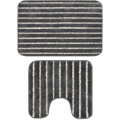LIVARNO Badmat en toiletmat, 2-delig (Met uitsnede, Grijs)